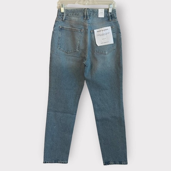 NWT Good American Good Classic Stretch Jeans Size 0 / 25 Straight Leg Distressed - Picture 6 of 10